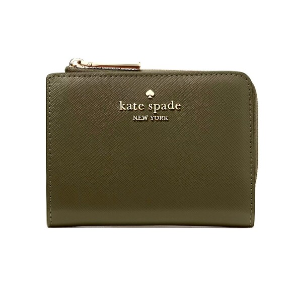 New Kate Spade Madison Small L Zip Wallet Saffiano Leather Seaweed - Picture 1 of 3